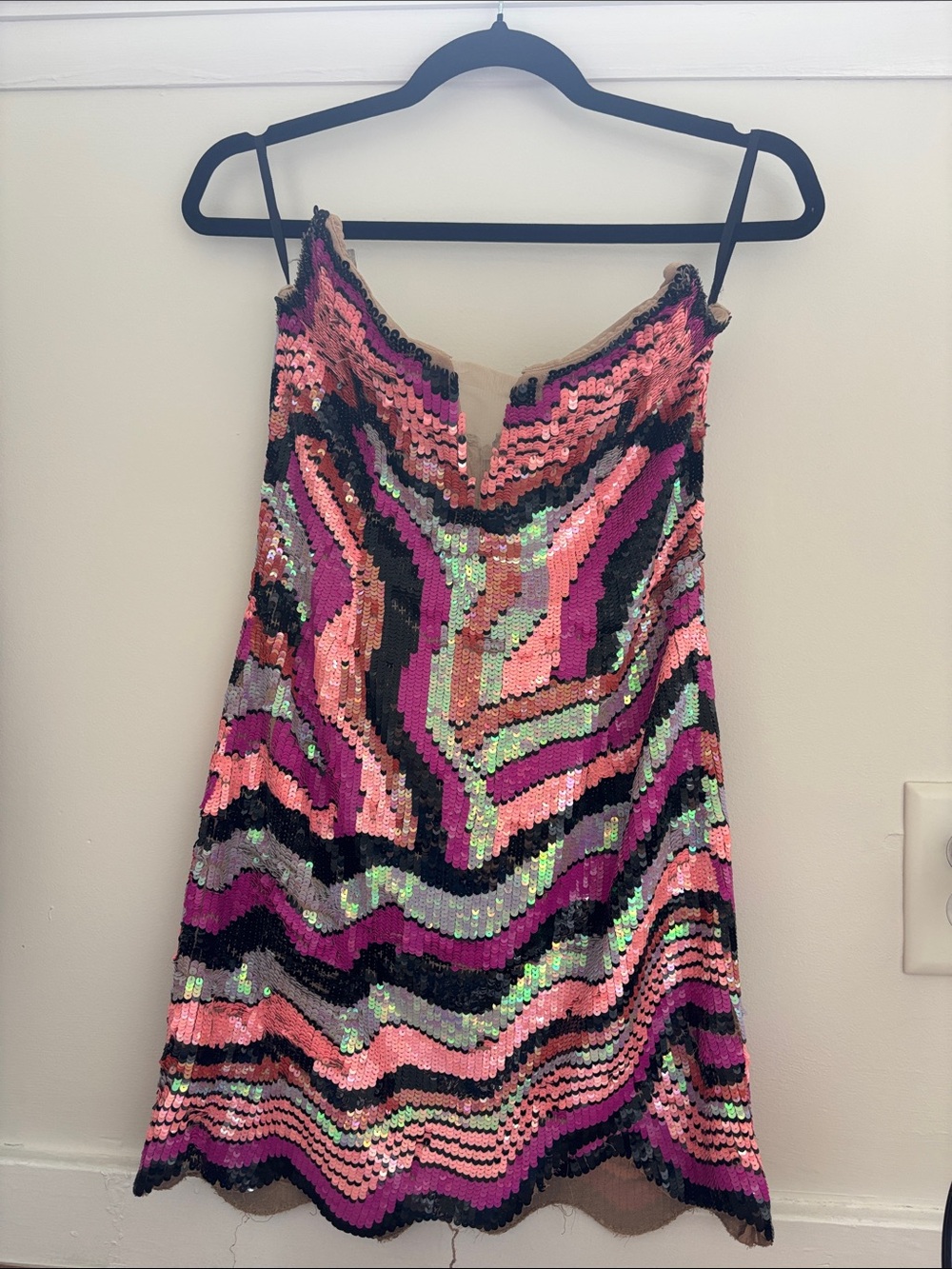 RARE discontinued NBD Sequin Mini Dress in Pink, Black, Green
